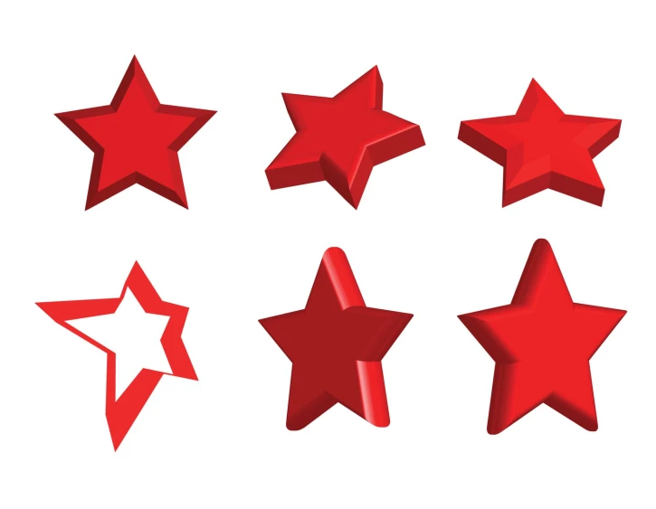 some shiny red stars on white paper