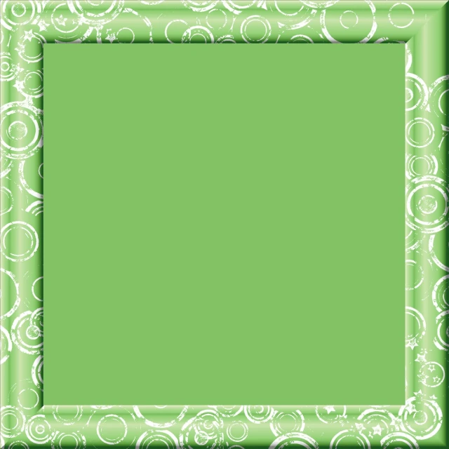 an intricate square shaped green and white frame