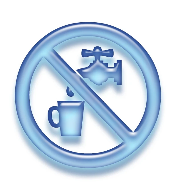a blue circle with a no drinking symbol