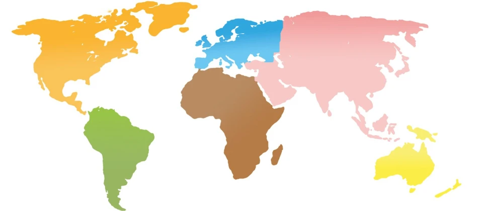 a map with several different colors of the world