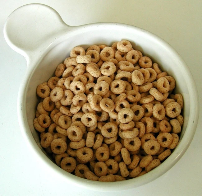 a bowl full of cereal covered in mini cereals