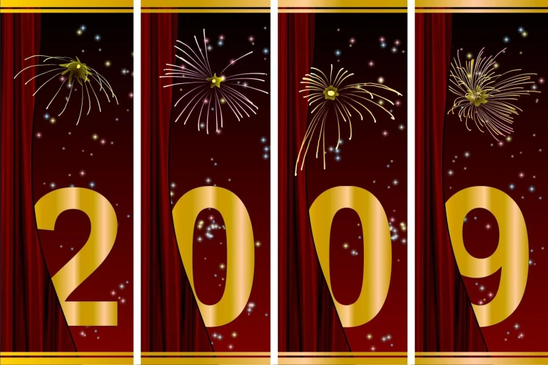 a set of three vertical banners for new year's eve