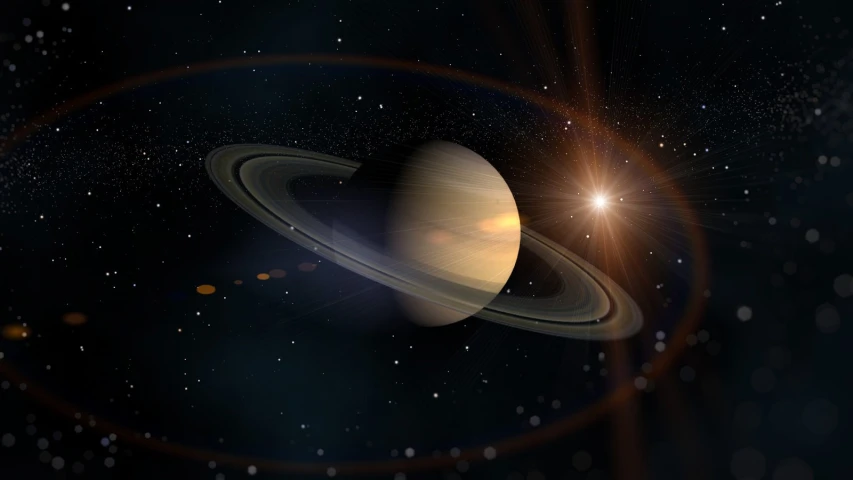 two saturns are visible in space, with stars surrounding them