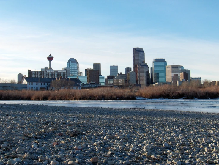 a view of a city near the water