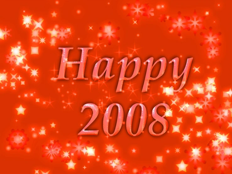 an orange background with white stars and the words happy 208