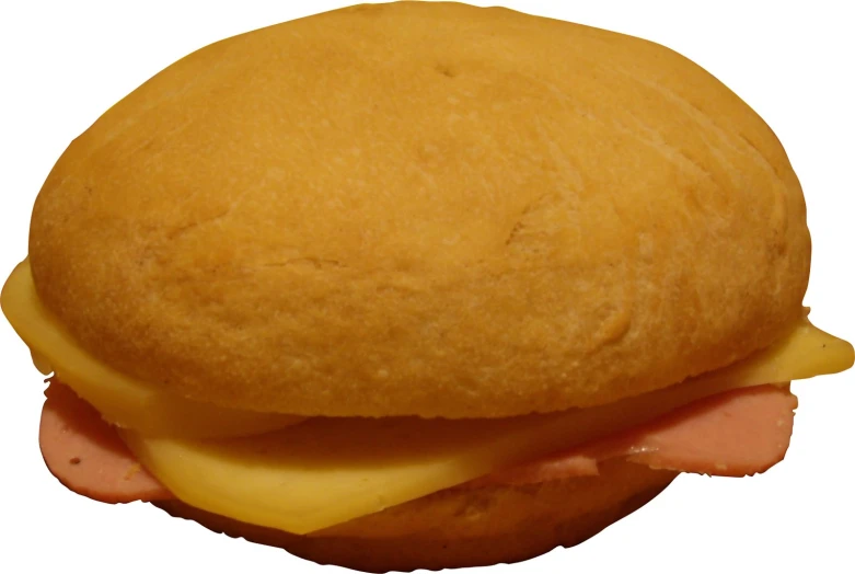 a sandwich cut in half with cheese and ham