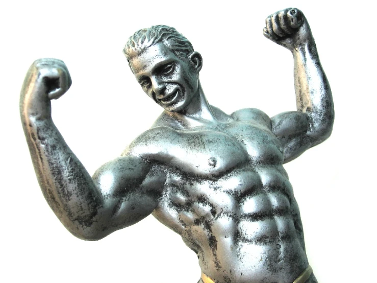 an image of a statue that is showing off his muscles