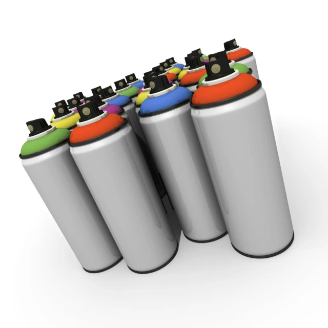 five batteries lined up with different colored lids