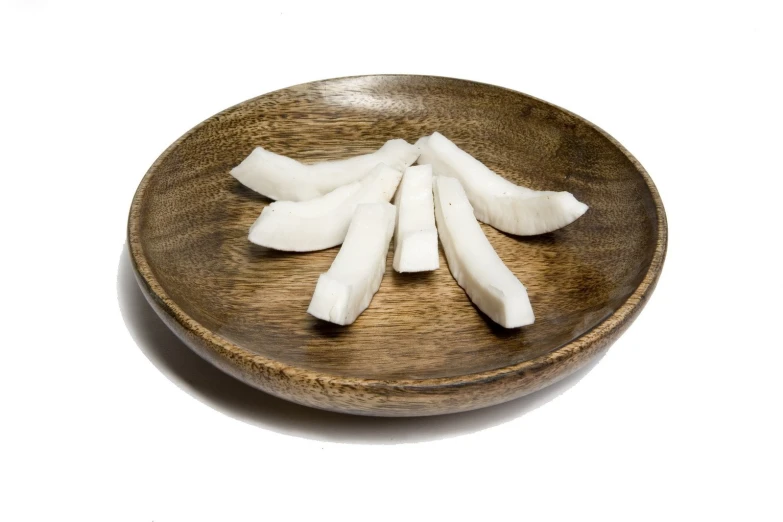 an image of some pieces of cut up white food in a bowl