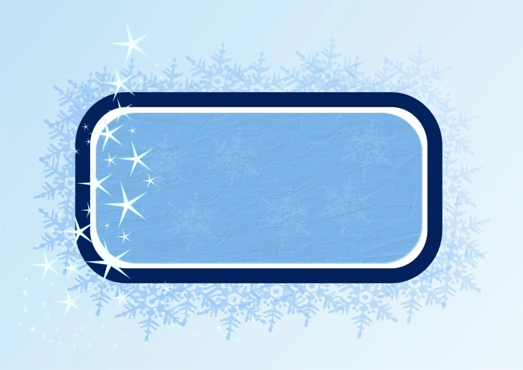 a snow covered blue frame for the word'happy christmas '