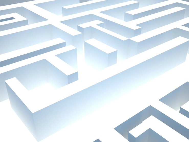 3d rendering of a maze with the white end pointing in