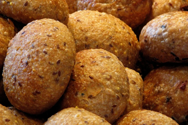 a closeup of some balls of bread