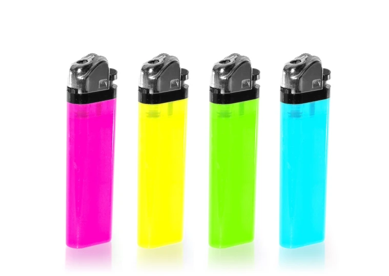 a lighter that has different colors in it