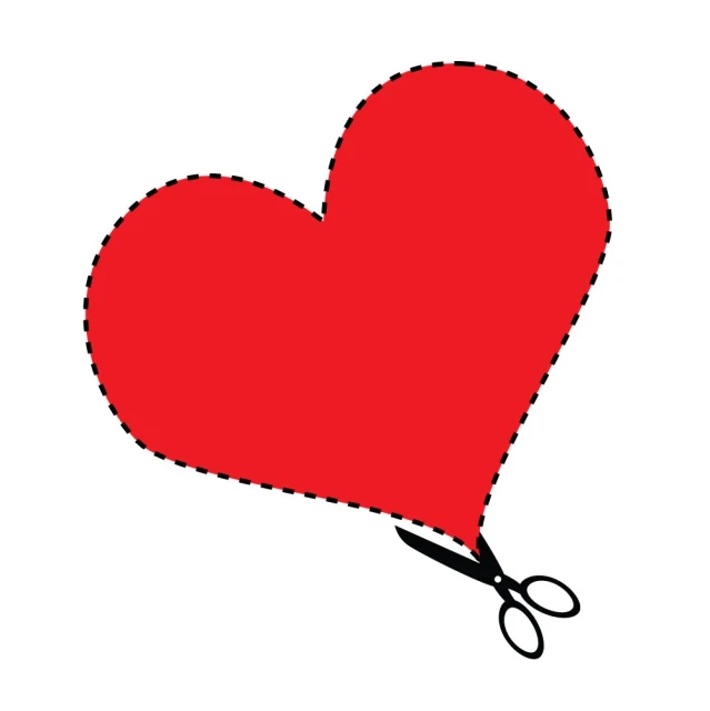 a heart cut out with scissors with the other two side