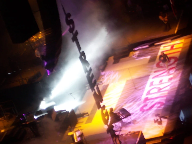 an overhead view of a band on stage