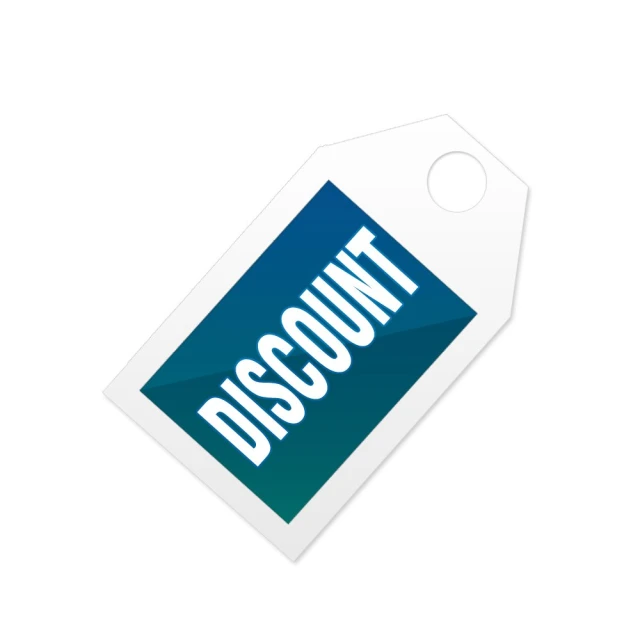 an image of a sticker with the word discount