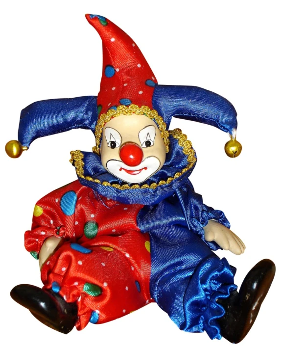 a large statue of a clown on a white background