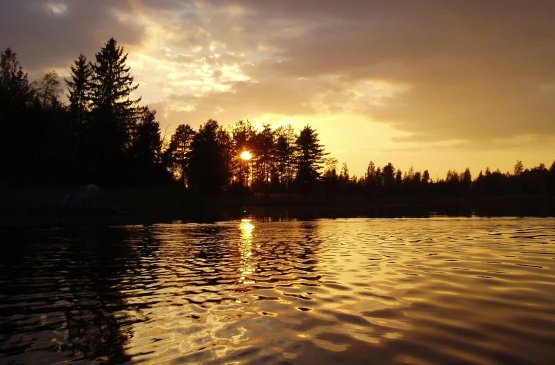 a po of the sun setting over the lake