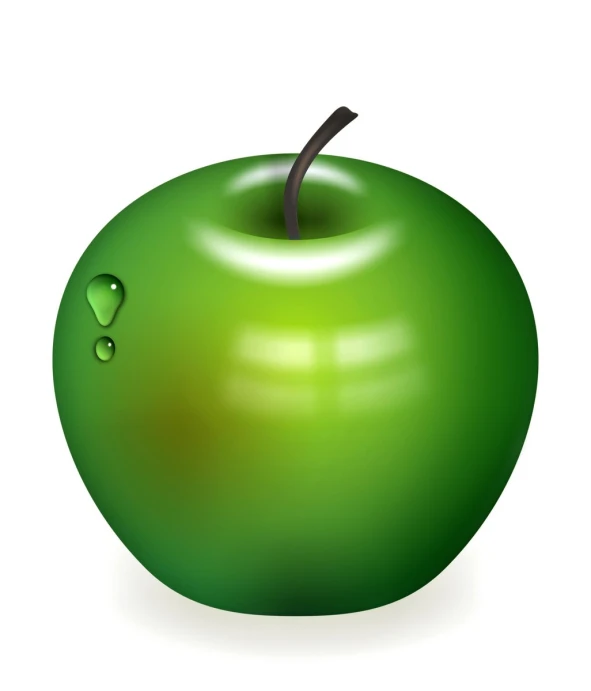 an apple with water drops falling out of the top