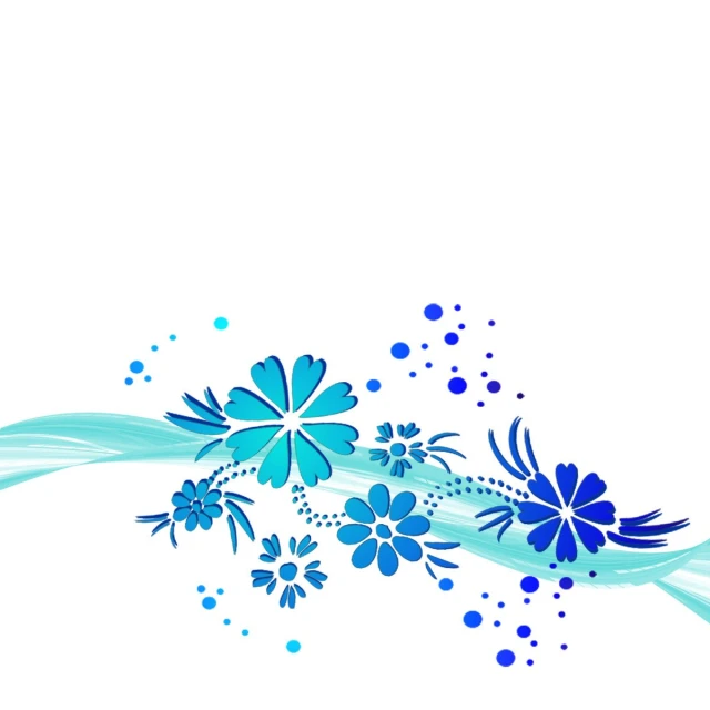 blue flower with waves on white background