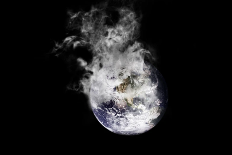 the earth that is in clouds with a black background