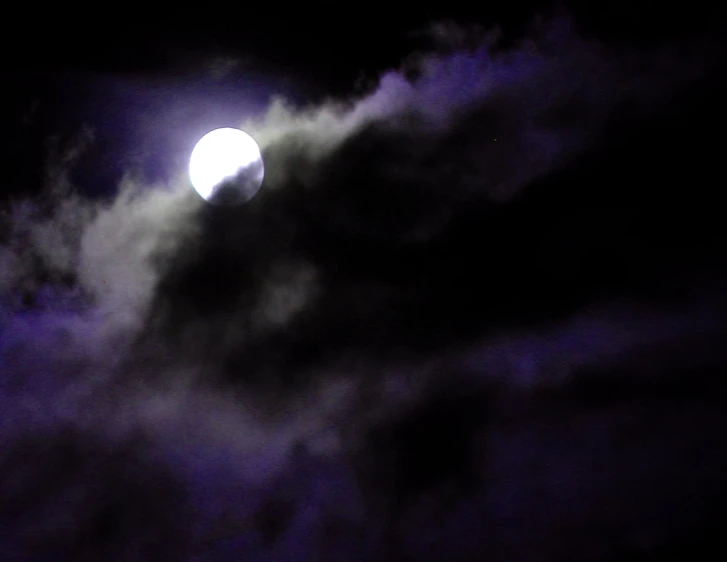 a night s with the moon behind a cloudy sky