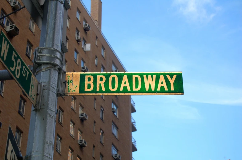 two street signs on a light post near buildings