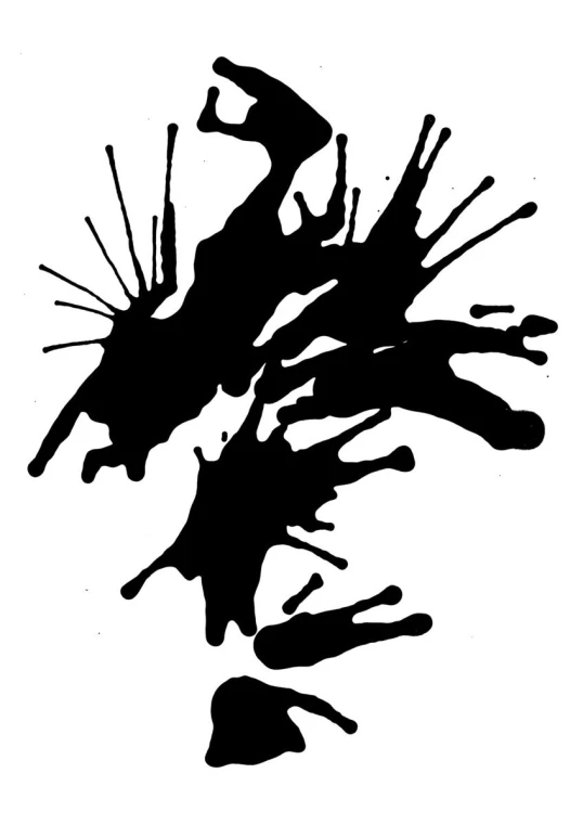 black ink splatters on white background