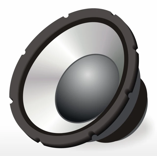 an empty speaker with a silver disc in the center