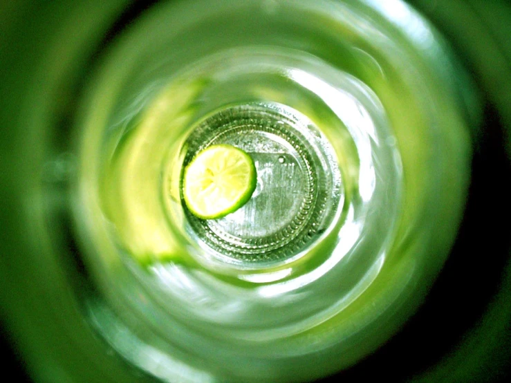 the lime slices have been placed inside a small glass