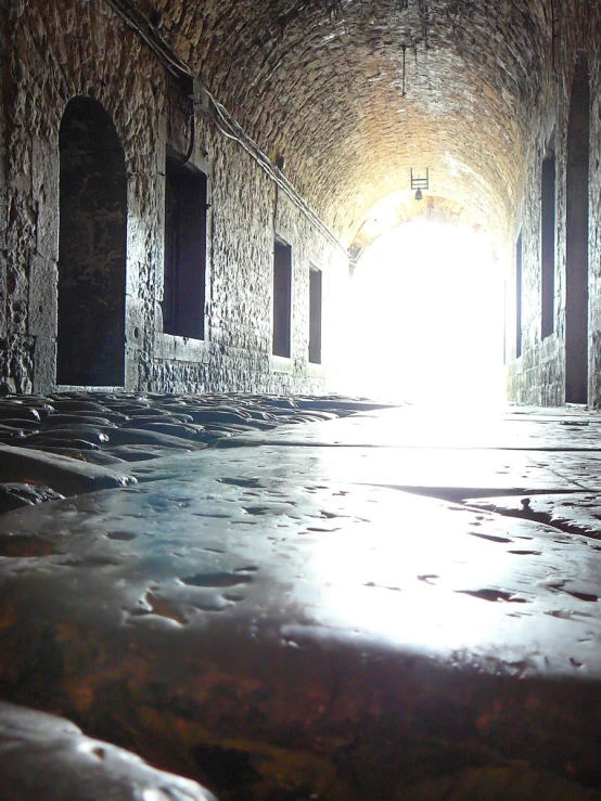 this is an old po of the light coming in through a stone wall