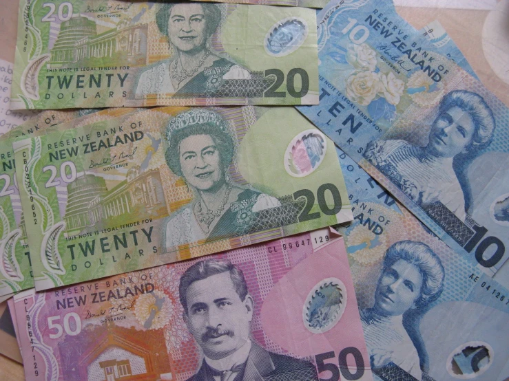 five australia ten twenty and twenty dollars bills