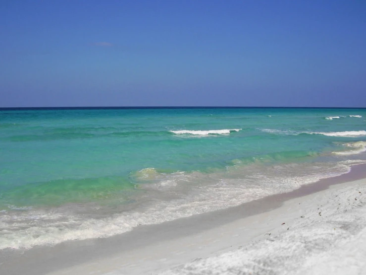 the ocean has white foamy waves on it