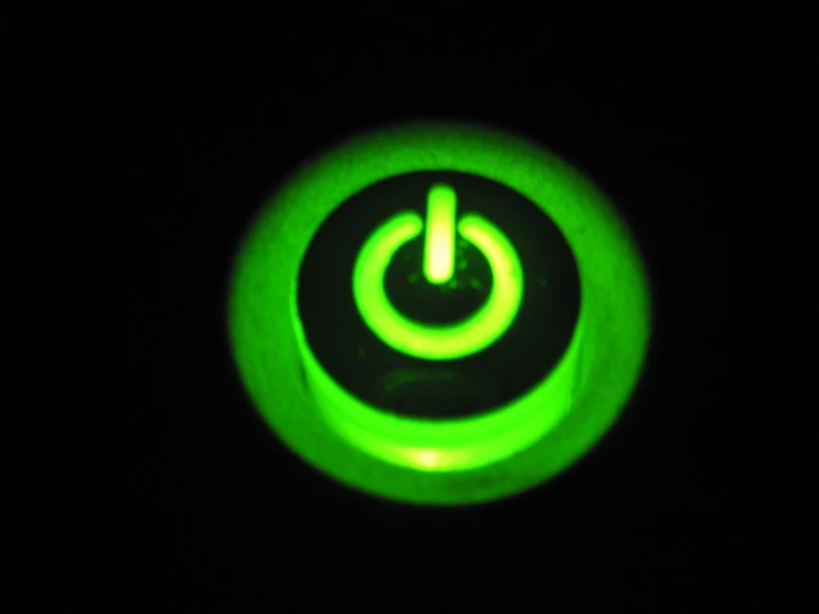 a on with a green glow on it