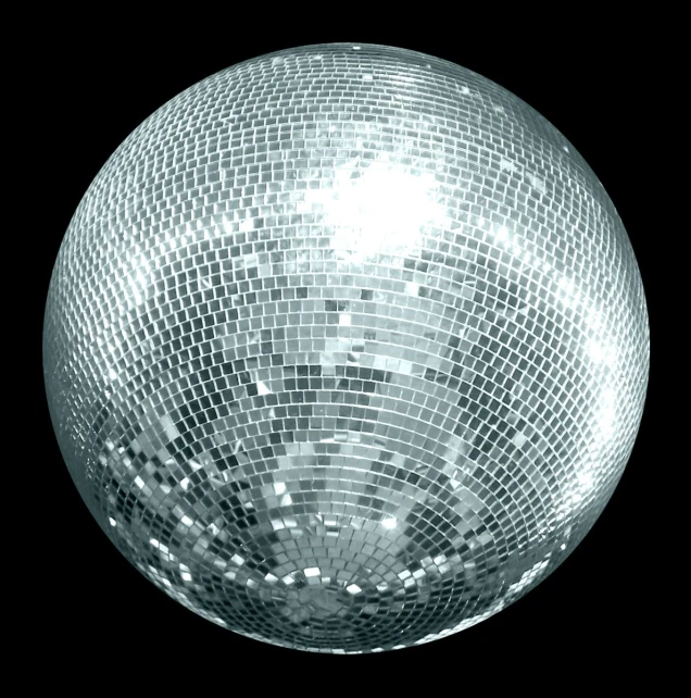 a mirror ball on top of a black background