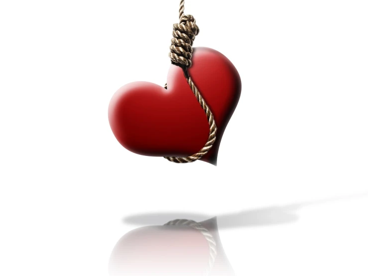 the heart is being  in a rope