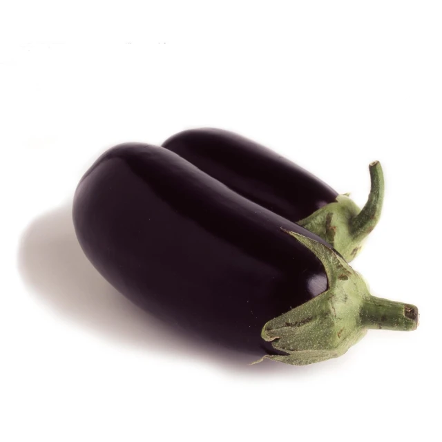 eggplant on white surface with clipping in front