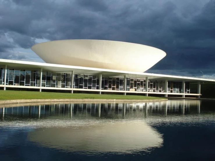 the exterior of the museum is very cloudy