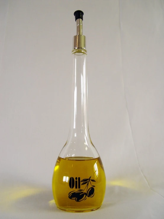 the oil is in a glass bottle