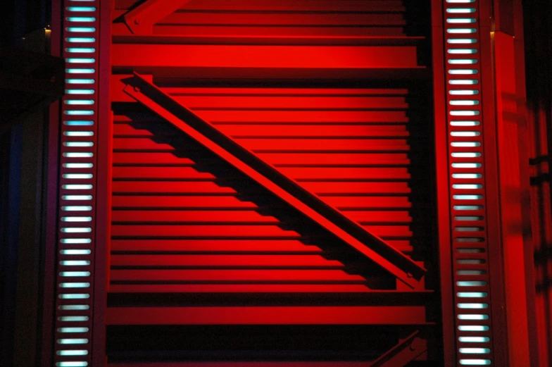 the light on the steps shows red as it illuminates