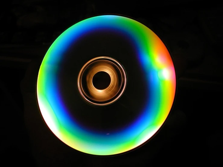 the cd is shining with all colors