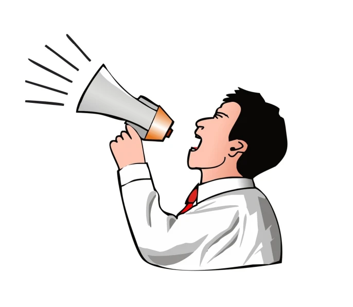 man shouting with a megaphone drawing