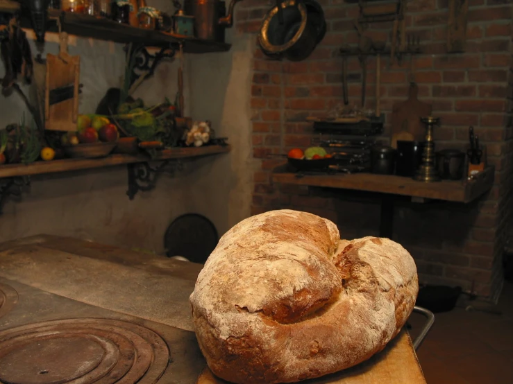 the loaves of bread is placed on a board