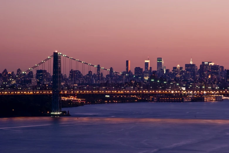 the skyline in the evening as seen from a distance