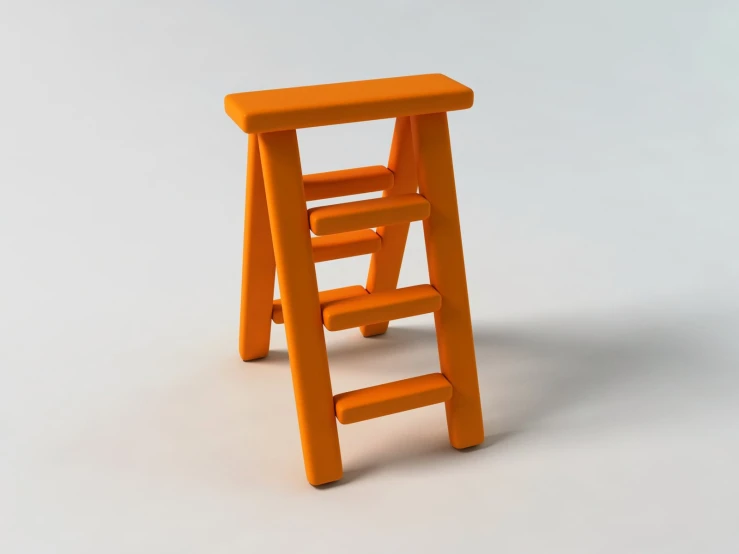 an orange stool with one foot standing on it