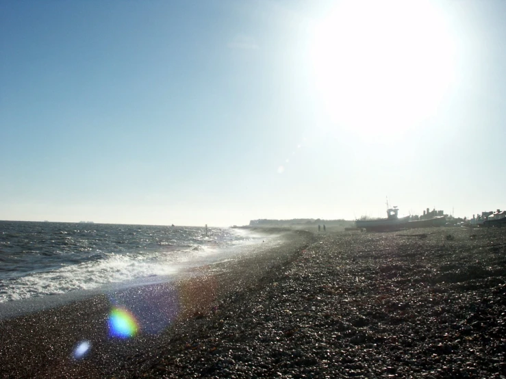 a view from the beach at low tide