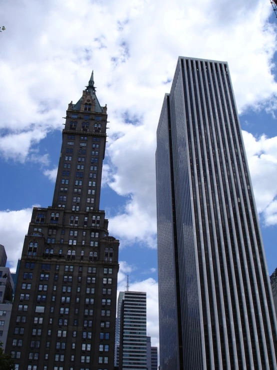 the buildings are tall and have many windows