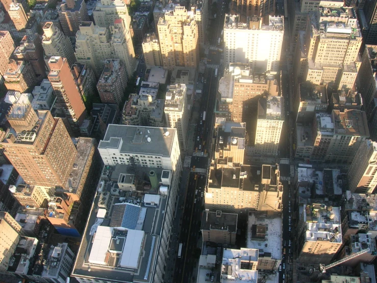 an aerial view of buildings in new york city