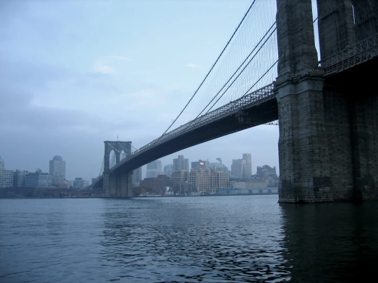 a view of an empty bridge over a body of water