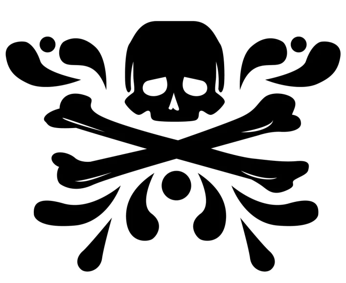 a skull and cross bones with some water